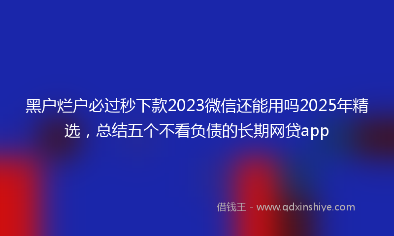 黑户烂户必过秒下款2023微信还能用吗2025年精选，总结五个不看负债的长期网贷app