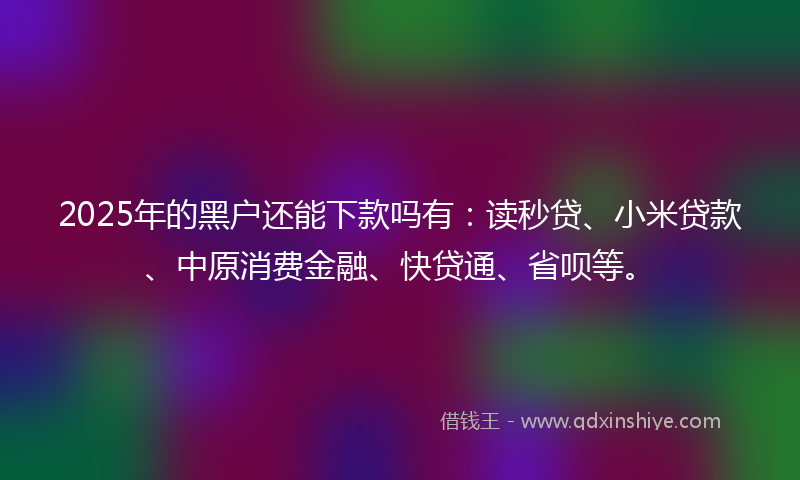 2025年的黑户还能下款吗有：读秒贷、小米贷款、中原消费金融、快贷通、省呗等。