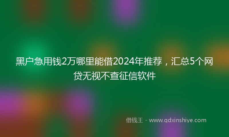 黑户急用钱2万哪里能借2024年推荐,汇总5个网贷无视不查征信软件