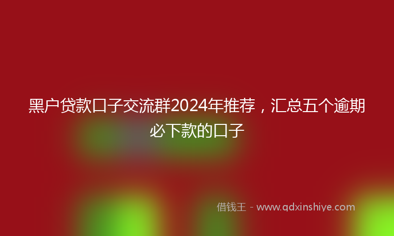 黑户贷款口子交流群2024年推荐，汇总五个逾期必下款的口子