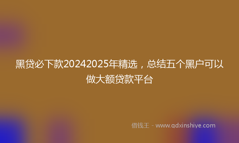 黑贷必下款20242025年精选，总结五个黑户可以做大额贷款平台