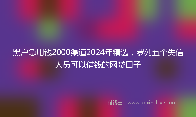黑户急用钱2000渠道2024年精选，罗列五个失信人员可以借钱的网贷口子