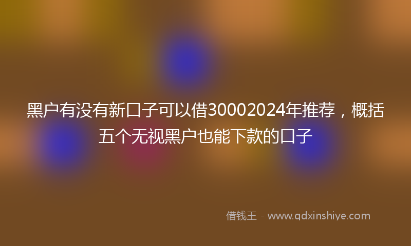 黑户有没有新口子可以借30002024年推荐，概括五个无视黑户也能下款的口子