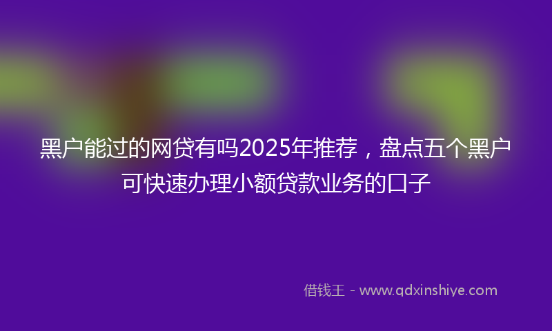 黑户能过的网贷有吗2025年推荐，盘点五个黑户可快速办理小额贷款业务的口子