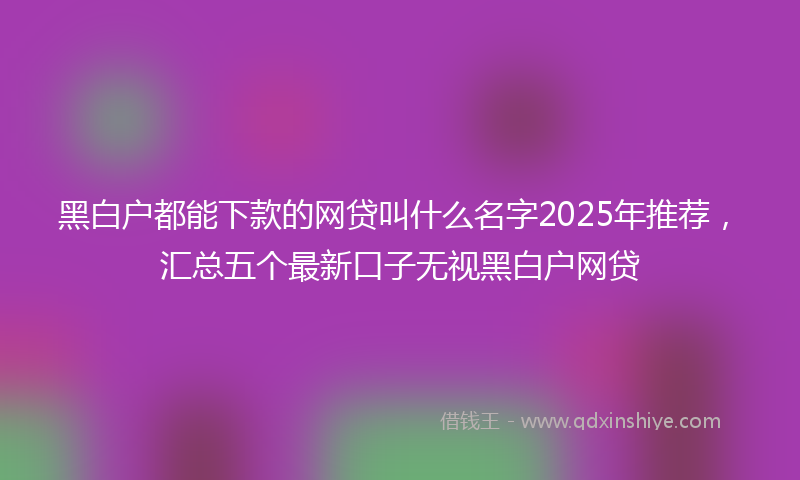 黑白户都能下款的网贷叫什么名字2025年推荐，汇总五个最新口子无视黑白户网贷