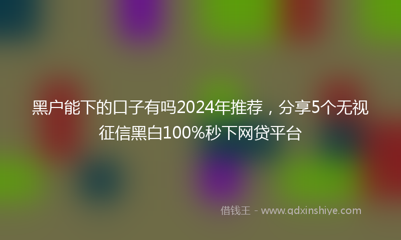 黑户能下的口子有吗2024年推荐，分享5个无视征信黑白100%秒下网贷平台
