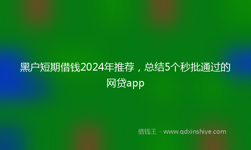 黑户短期借钱2024年推荐，总结5个秒批通过的网贷app