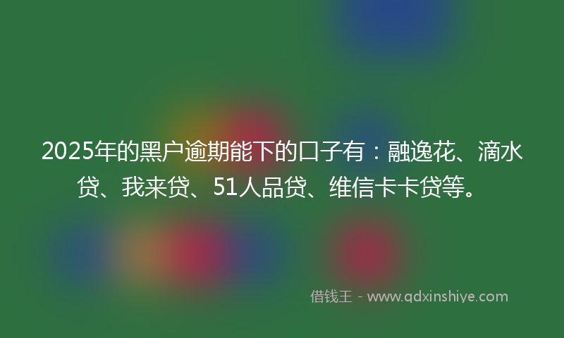 2025年的黑户逾期能下的口子有：融逸花、滴水贷、我来贷、51人品贷、维信卡卡贷等。