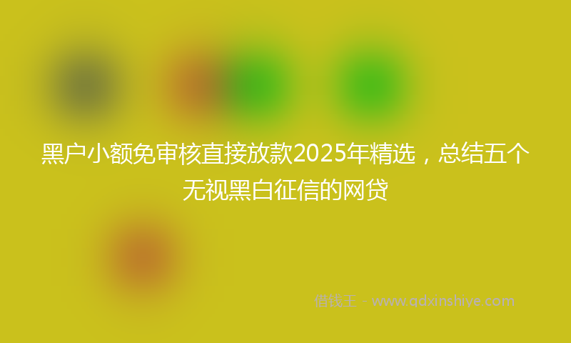 黑户小额免审核直接放款2025年精选，总结五个无视黑白征信的网贷