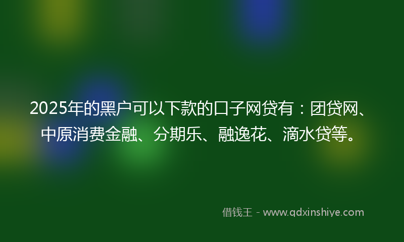 2025年的黑户可以下款的口子网贷有：团贷网、中原消费金融、分期乐、融逸花、滴水贷等。