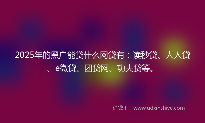 2025年的黑户能贷什么网贷有：读秒贷、人人贷、e微贷、团贷网、功夫贷等。