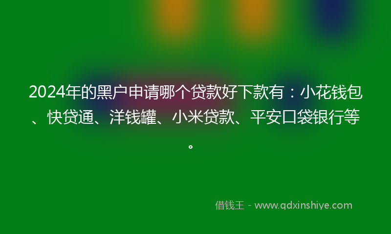 2024年的黑户申请哪个贷款好下款有：小花钱包、快贷通、洋钱罐、小米贷款、平安口袋银行等。
