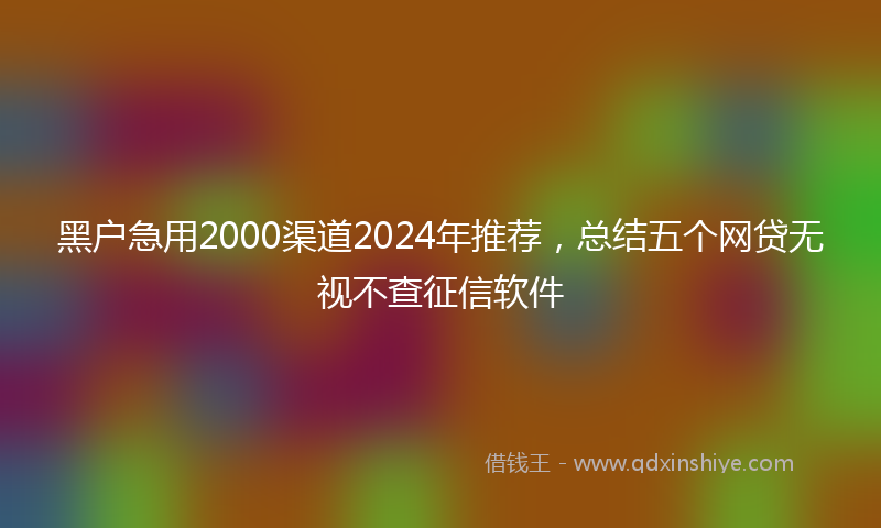 黑户急用2000渠道2024年推荐，总结五个网贷无视不查征信软件
