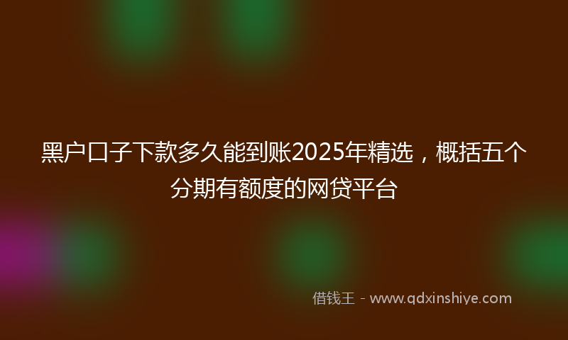 黑户口子下款多久能到账2025年精选，概括五个分期有额度的网贷平台
