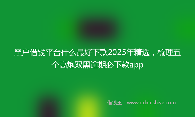 黑户借钱平台什么最好下款2025年精选，梳理五个高炮双黑逾期必下款app