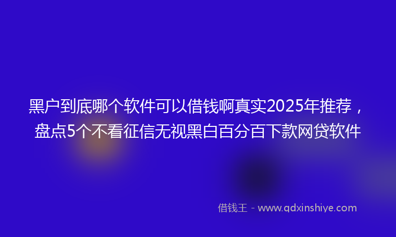 黑户到底哪个软件可以借钱啊真实2025年推荐，盘点5个不看征信无视黑白百分百下款网贷软件