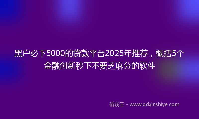 黑户必下5000的贷款平台2025年推荐，概括5个金融创新秒下不要芝麻分的软件
