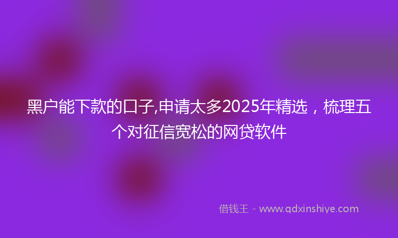 黑户能下款的口子,申请太多2025年精选，梳理五个对征信宽松的网贷软件