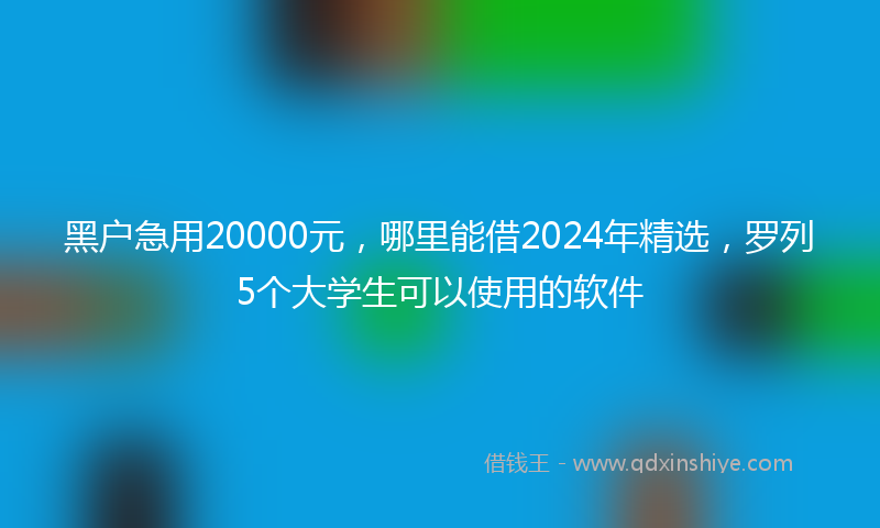 黑户急用20000元，哪里能借2024年精选，罗列5个大学生可以使用的软件