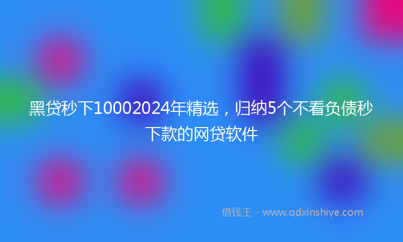 黑贷秒下10002024年精选，归纳5个不看负债秒下款的网贷软件