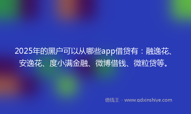 2025年的黑户可以从哪些app借贷有：融逸花、安逸花、度小满金融、微博借钱、微粒贷等。