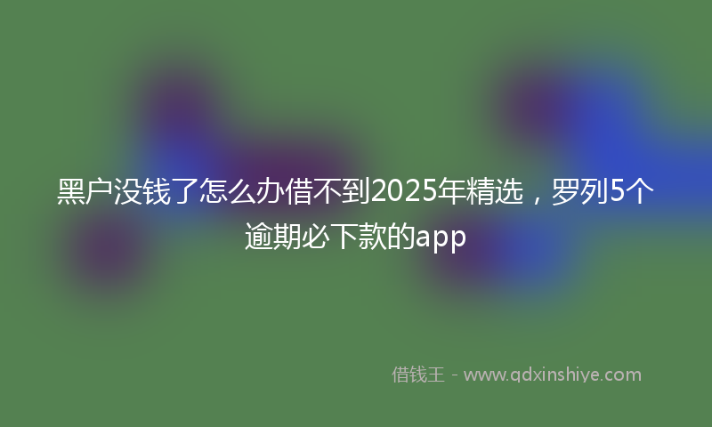 黑户没钱了怎么办借不到2025年精选，罗列5个逾期必下款的app