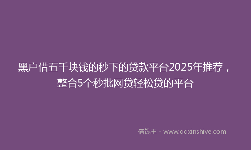 黑户借五千块钱的秒下的贷款平台2025年推荐，整合5个秒批网贷轻松贷的平台