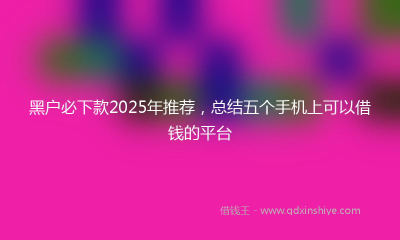 黑户必下款2025年推荐，总结五个手机上可以借钱的平台