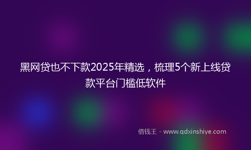黑网贷也不下款2025年精选，梳理5个新上线贷款平台门槛低软件