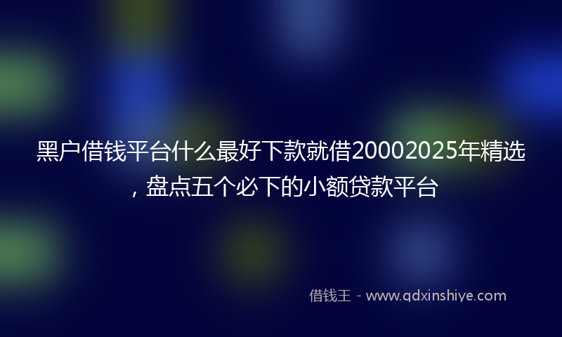 黑户借钱平台什么最好下款就借20002025年精选，盘点五个必下的小额贷款平台