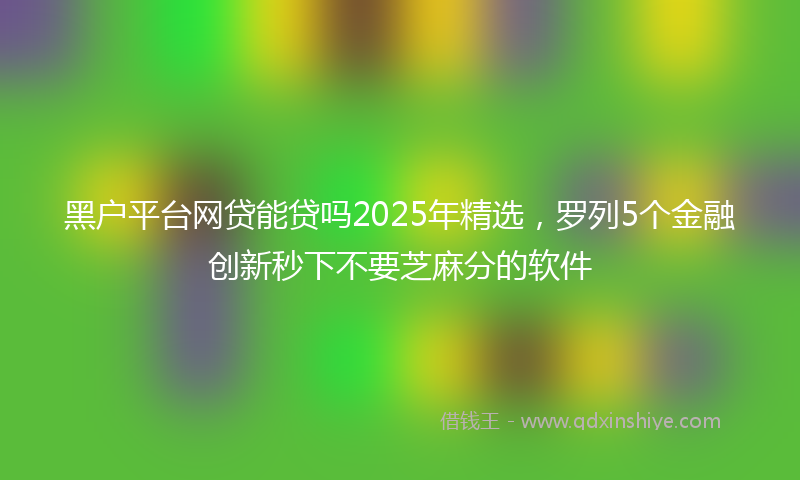 黑户平台网贷能贷吗2025年精选，罗列5个金融创新秒下不要芝麻分的软件