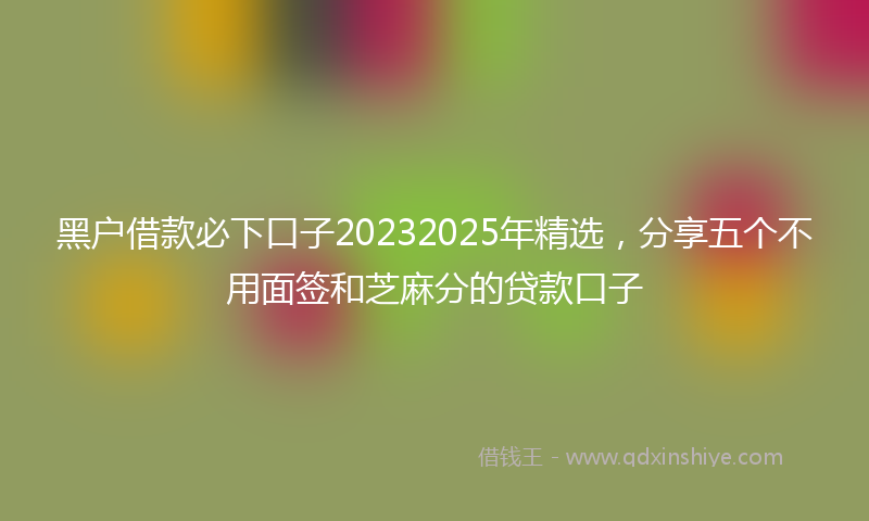 黑户借款必下口子20232025年精选，分享五个不用面签和芝麻分的贷款口子