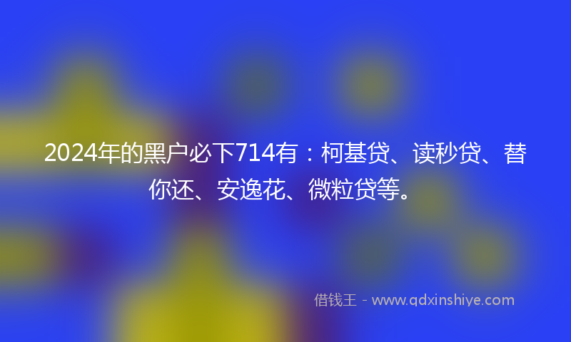 2024年的黑户必下714有：柯基贷、读秒贷、替你还、安逸花、微粒贷等。