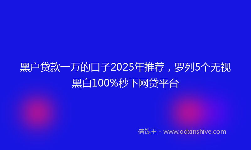 黑户贷款一万的口子2025年推荐，罗列5个无视黑白100%秒下网贷平台