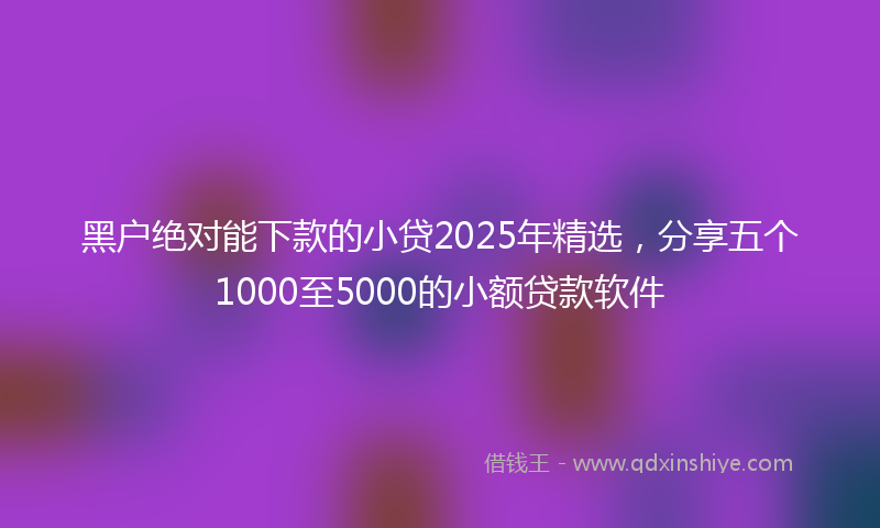 黑户绝对能下款的小贷2025年精选，分享五个1000至5000的小额贷款软件