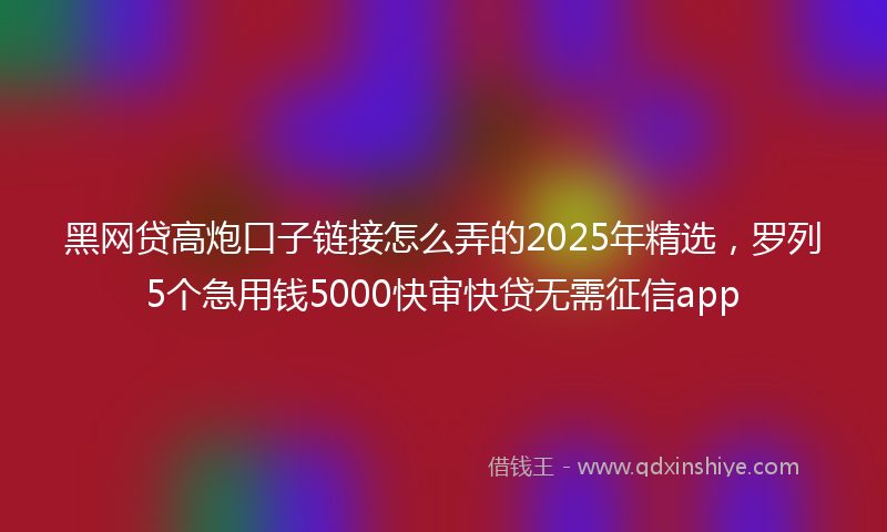 黑网贷高炮口子链接怎么弄的2025年精选，罗列5个急用钱5000快审快贷无需征信app
