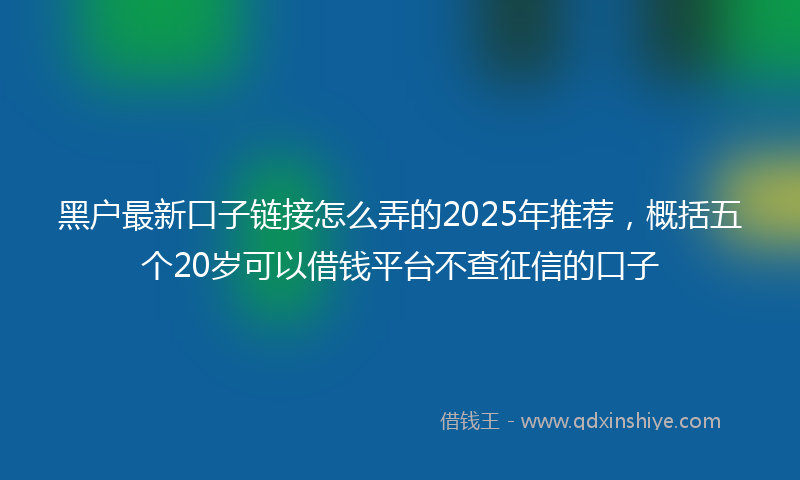 黑户最新口子链接怎么弄的2025年推荐，概括五个20岁可以借钱平台不查征信的口子