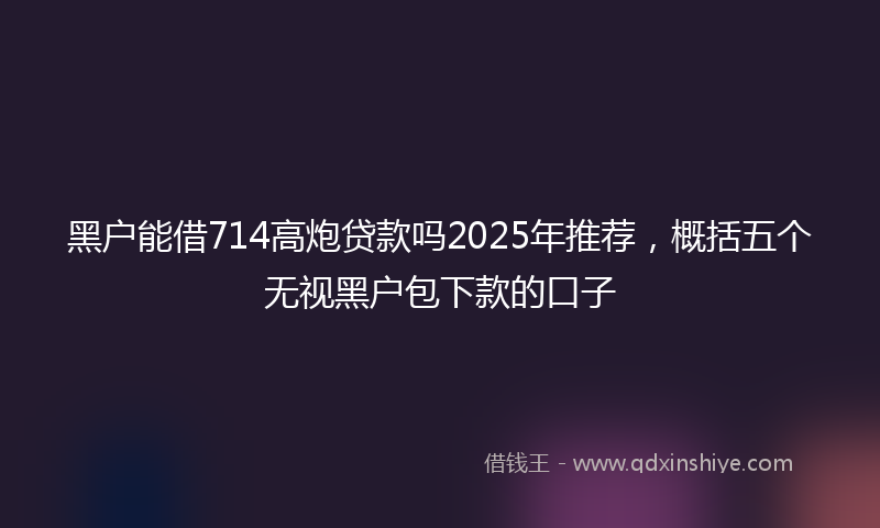 黑户能借714高炮贷款吗2025年推荐，概括五个无视黑户包下款的口子