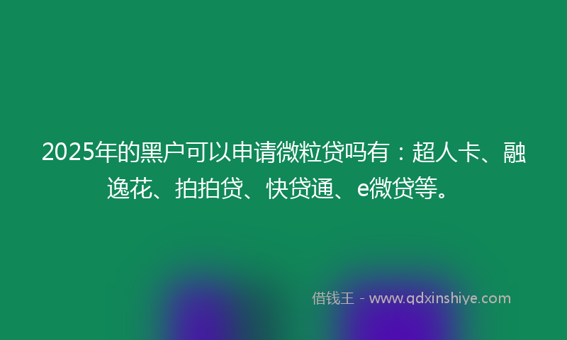 2025年的黑户可以申请微粒贷吗有：超人卡、融逸花、拍拍贷、快贷通、e微贷等。