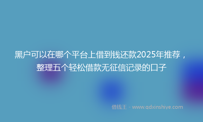 黑户可以在哪个平台上借到钱还款2025年推荐，整理五个轻松借款无征信记录的口子