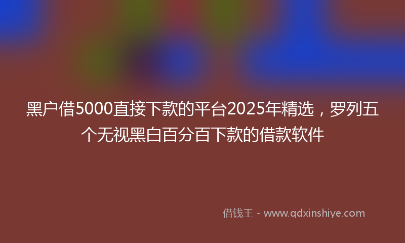 黑户借5000直接下款的平台2025年精选，罗列五个无视黑白百分百下款的借款软件