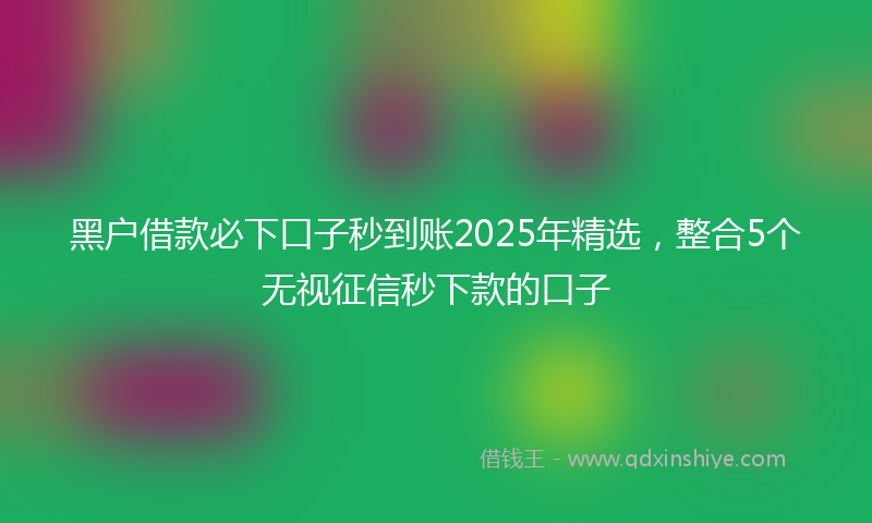 黑户借款必下口子秒到账2025年精选，整合5个无视征信秒下款的口子