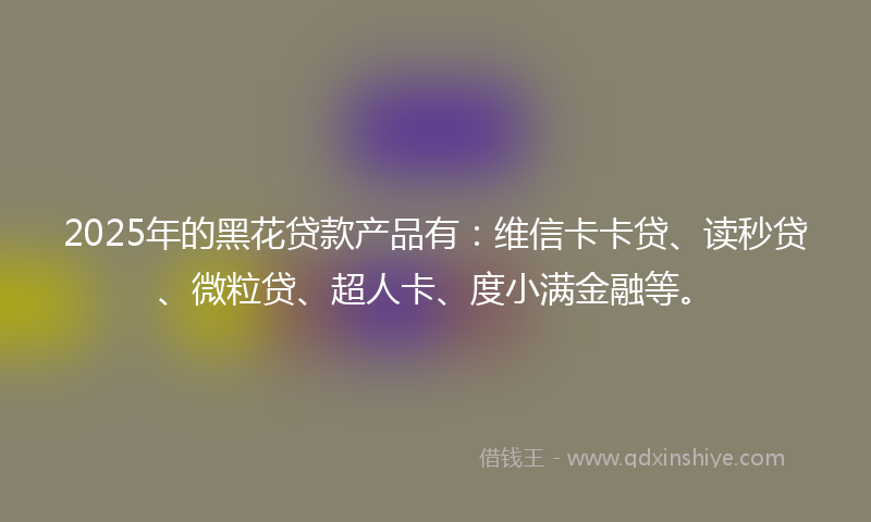2025年的黑花贷款产品有：维信卡卡贷、读秒贷、微粒贷、超人卡、度小满金融等。