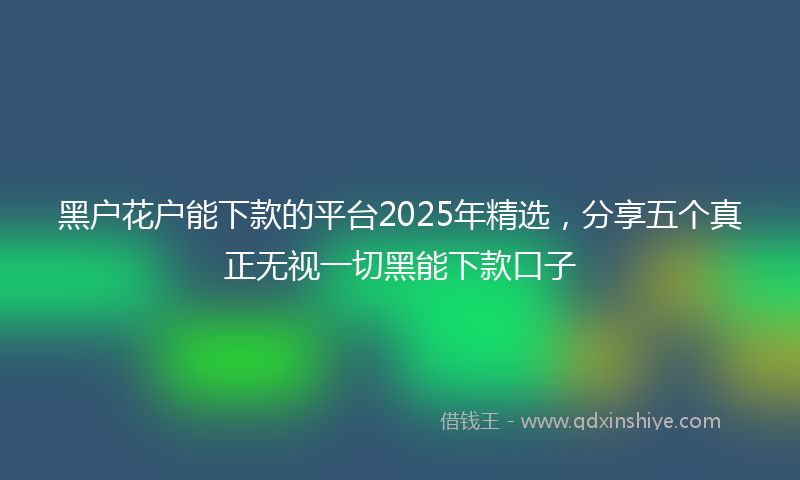 黑户花户能下款的平台2025年精选，分享五个真正无视一切黑能下款口子