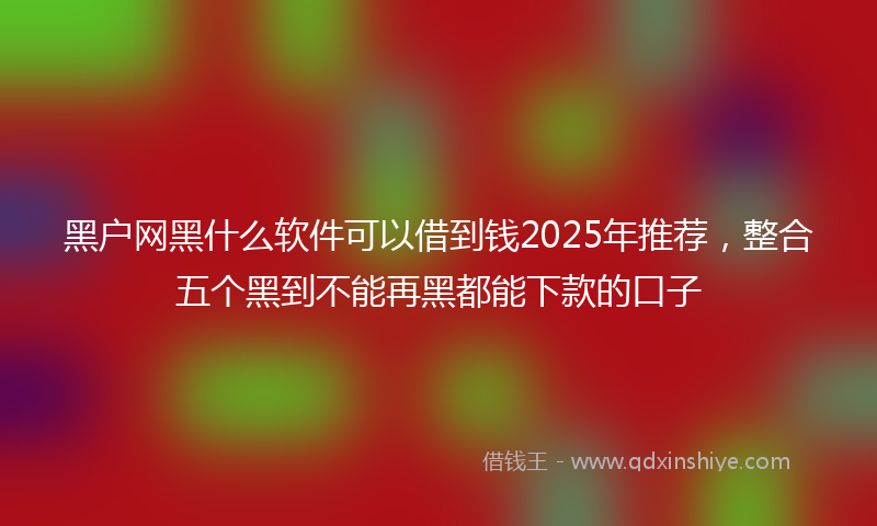 黑户网黑什么软件可以借到钱2025年推荐，整合五个黑到不能再黑都能下款的口子