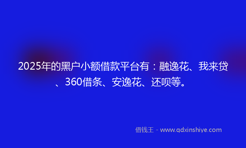 2025年的黑户小额借款平台有：融逸花、我来贷、360借条、安逸花、还呗等。