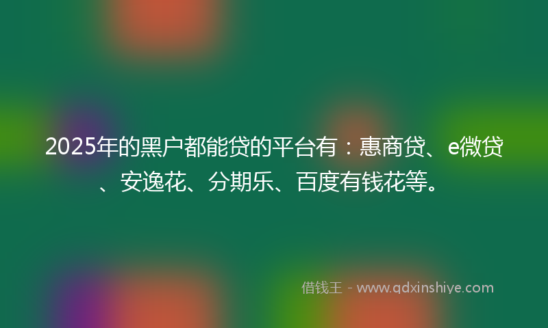 2025年的黑户都能贷的平台有：惠商贷、e微贷、安逸花、分期乐、百度有钱花等。