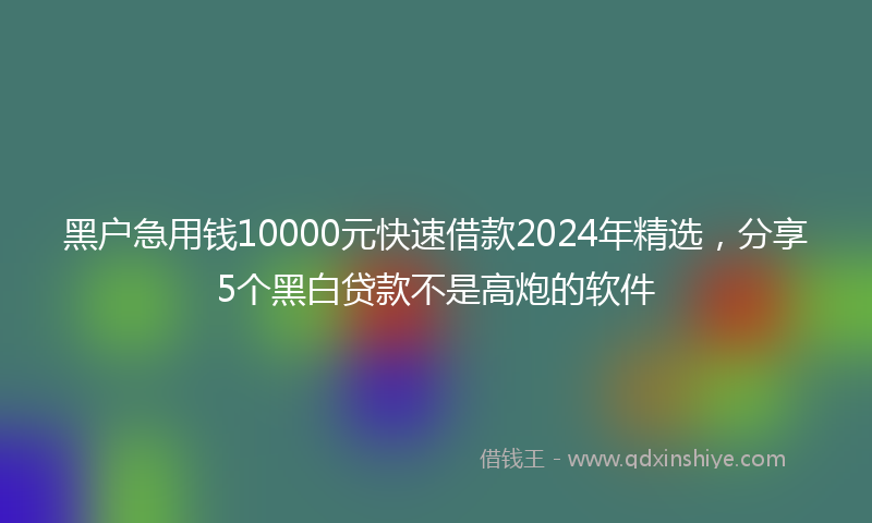 黑户急用钱10000元快速借款2024年精选，分享5个黑白贷款不是高炮的软件