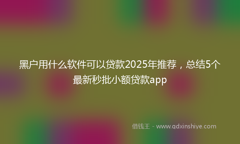 黑户用什么软件可以贷款2025年推荐，总结5个最新秒批小额贷款app