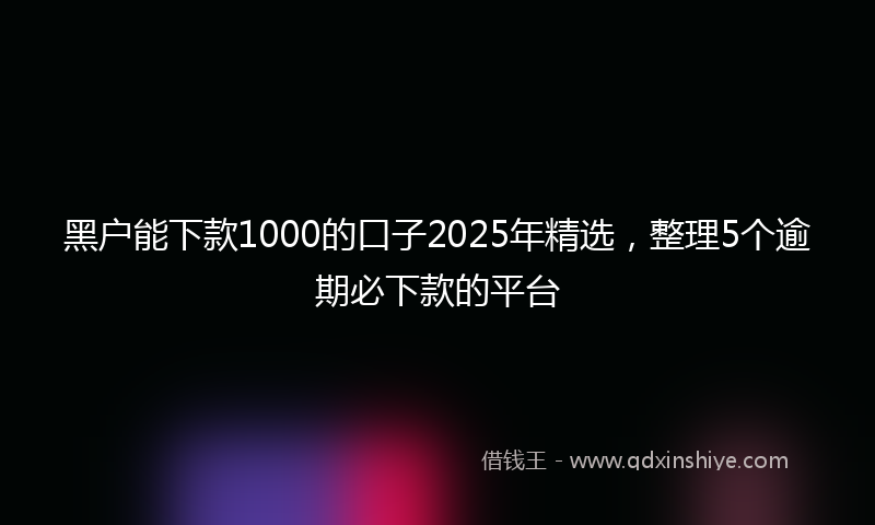 黑户能下款1000的口子2025年精选，整理5个逾期必下款的平台